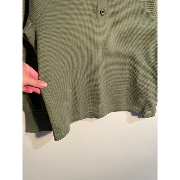 Madewell Textured Waffle V-Neck Henley Sweatshirt in Faded Palm Size Medium - Picture 5 of 11